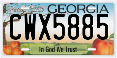 GA license plate CWX5885