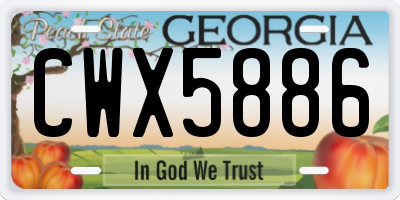 GA license plate CWX5886