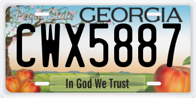 GA license plate CWX5887