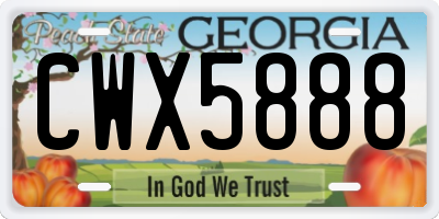GA license plate CWX5888