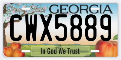 GA license plate CWX5889