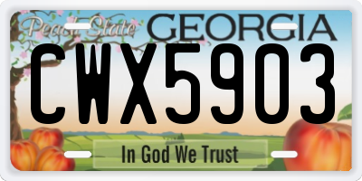 GA license plate CWX5903