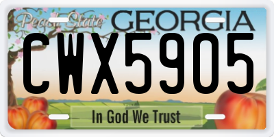 GA license plate CWX5905