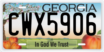 GA license plate CWX5906