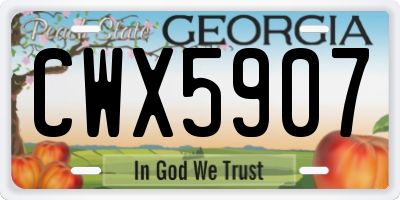 GA license plate CWX5907