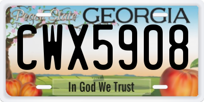 GA license plate CWX5908