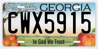 GA license plate CWX5915