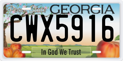 GA license plate CWX5916
