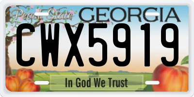 GA license plate CWX5919