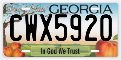 GA license plate CWX5920