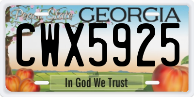 GA license plate CWX5925