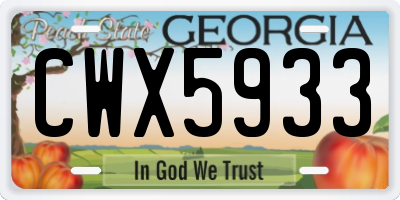 GA license plate CWX5933