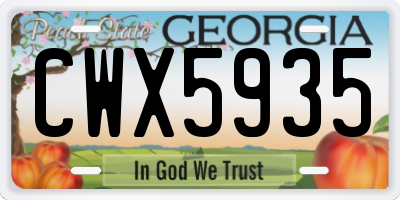 GA license plate CWX5935