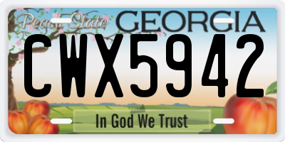 GA license plate CWX5942
