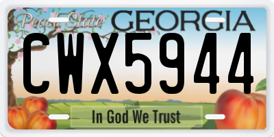 GA license plate CWX5944
