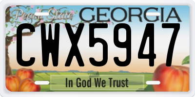 GA license plate CWX5947