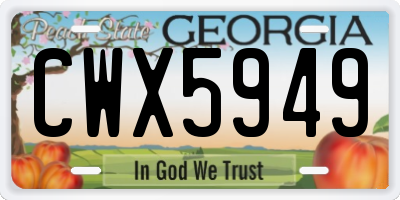 GA license plate CWX5949