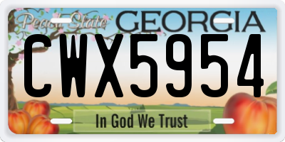 GA license plate CWX5954