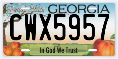 GA license plate CWX5957