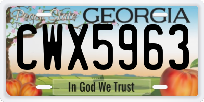 GA license plate CWX5963