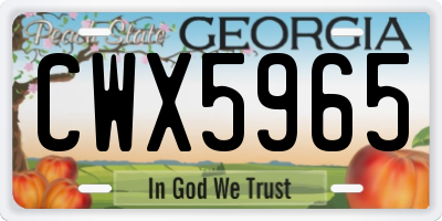 GA license plate CWX5965