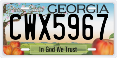 GA license plate CWX5967