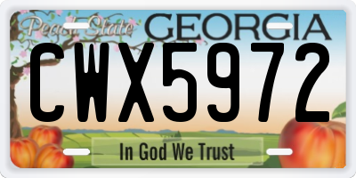 GA license plate CWX5972