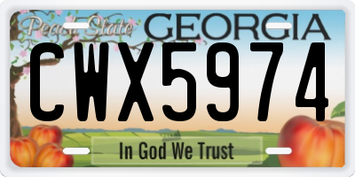 GA license plate CWX5974