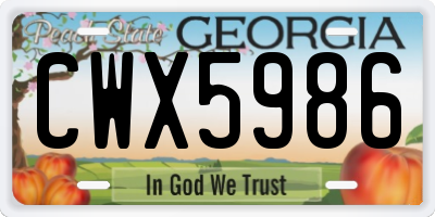 GA license plate CWX5986
