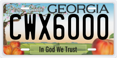 GA license plate CWX6000