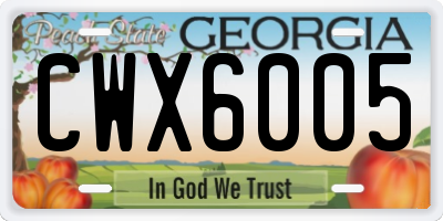 GA license plate CWX6005