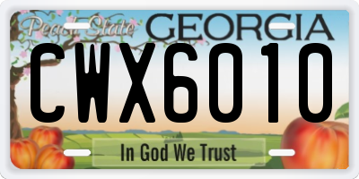 GA license plate CWX6010