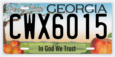 GA license plate CWX6015