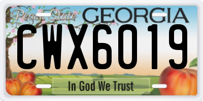 GA license plate CWX6019