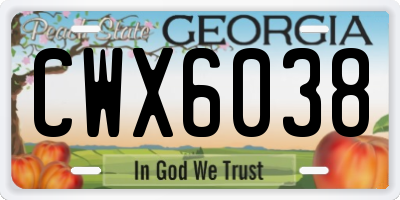 GA license plate CWX6038
