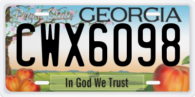 GA license plate CWX6098
