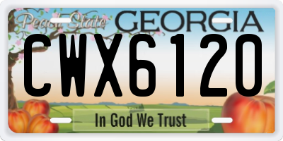 GA license plate CWX6120