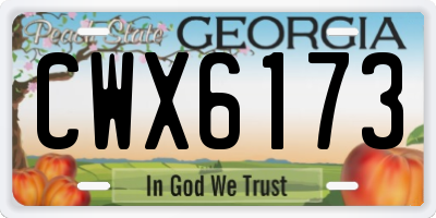 GA license plate CWX6173