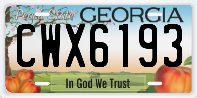 GA license plate CWX6193