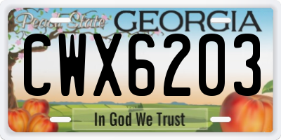 GA license plate CWX6203