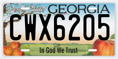 GA license plate CWX6205