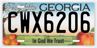 GA license plate CWX6206