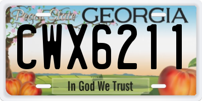 GA license plate CWX6211