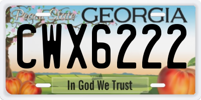 GA license plate CWX6222