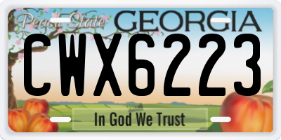 GA license plate CWX6223