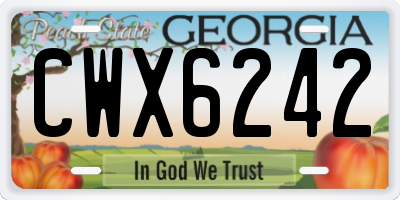 GA license plate CWX6242