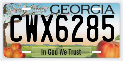 GA license plate CWX6285