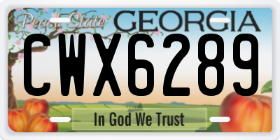 GA license plate CWX6289