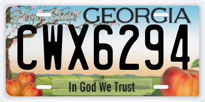 GA license plate CWX6294