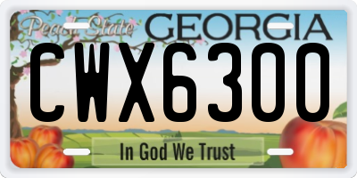 GA license plate CWX6300